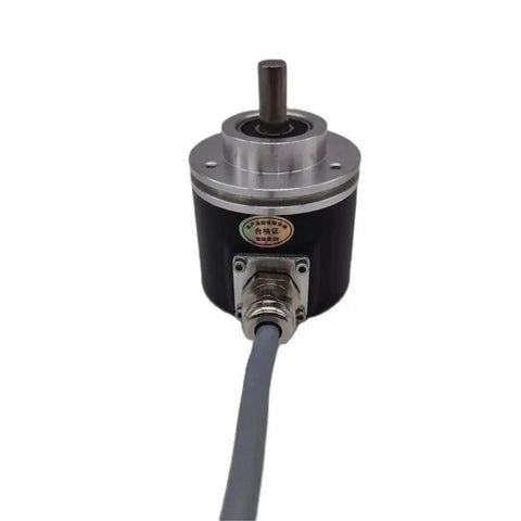 CAX60R1212E10R2B RS422 12 Bit Multiturn Absolute Rotary Encoder, max 4096 turns, with cable, front view for precise positioning.