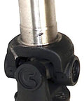 Rear Driveshaft Assembly With Center Support Bearing And Transmission Slip Yoke Direct Fit Replacement Unit showing metal slip yoke and joint.