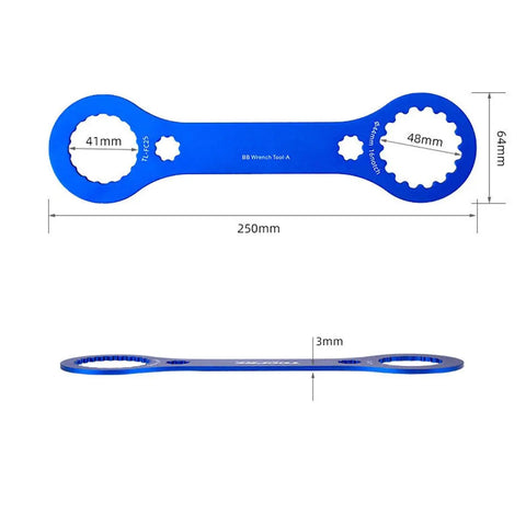 Beast Mode Pro Grade Bicycle Bottom Bracket Wrench for Centerlock System, aluminum alloy, 41mm and 48mm slots, side view