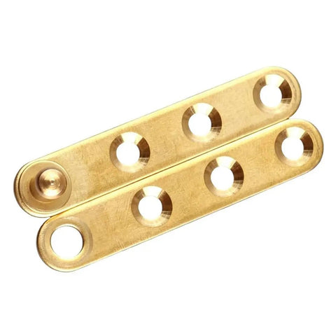 2 Pack Concealed Pivot Hinge for Windows and Doors, Brass Gold Hidden Cabinet Rotating Hinge, shown laid flat
