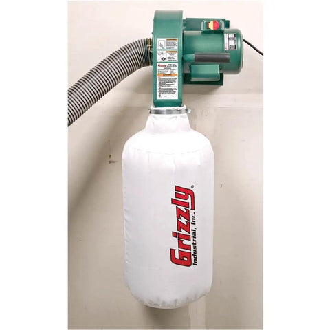 1 HP Wall Hanging Dust Collector For Woodworking Shops With A 4 Inch Inlet And A 13 And A Half Inch Dust Bag Prewired 110V