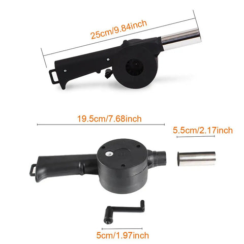 Prime Two Pack Fireplace Bellows Hand Crank Air Blower Portable Bbq Fan Stainless Steel Campfire Rocket Starter Flame Booster For Hiking And Tailgates To Blast Flames With Zero Sweat