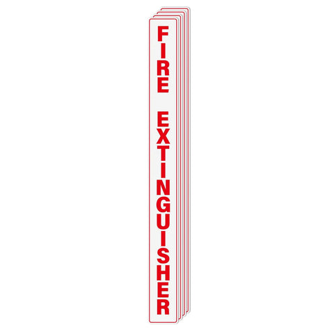 Five Pack Fire Extinguisher Signs 20x2 Inches Self Adhesive Waterproof Vinyl Decals stacked view