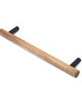 Walnut Solid Wood Pull Handles With Black Aluminum Base For Cabinets And Drawers, round black base, 160mm hole center, 7.9 inch length