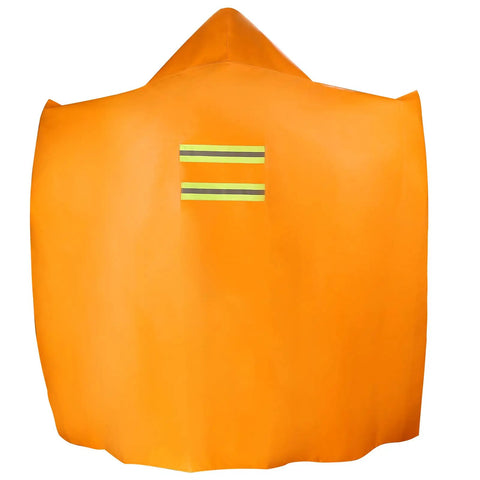 Bright orange Fireproof Hooded Cloak For Home Fire Safety Go To Gear 63 X 56 Inch Fire Resistant Cape with reflective stripes