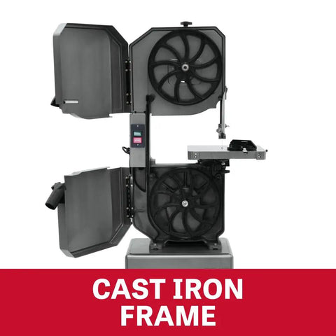 14 Inch Metal And Wood Bandsaw With 1 HP Motor 230/460V 3 Phase Heavy Duty Cast Iron Frame One Piece Base Tilt Table 45 Degrees Right And 15 Degrees Left Includes 14 TPI Metal Blade And 6 TPI Wood Blade Versatile Cutting For Wood Plastic Bakelite And