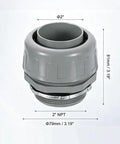 Five Pack Boss Grade 2 Inch NPT Nonmetallic PVC Flexible Conduit Connector Set With 180 Degree Bend, showing detailed connector design.