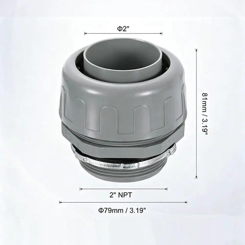 Five Pack Boss Grade 2 Inch NPT Nonmetallic PVC Flexible Conduit Connector Set With 180 Degree Bend, showing detailed connector design.