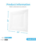 Product specs of 12 Pack Square Drop Ceiling Tiles 2 Ft By 2 Ft White PVC Ceiling Panels For Fifteen Sixteenth Inch Grid System