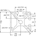 Drawing of Heavy Duty Aluminum Extrusion With Dual Open T Slots dimensions, showcasing its 1.5 inch profile for precision routing.