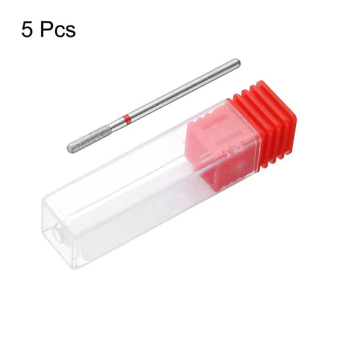 Five Piece 200-230 Grit Diamond Grinding Bits Set For Rotary Tools With 2.5mm Cylindrical Ball Head And 2.35mm Shank in plastic case