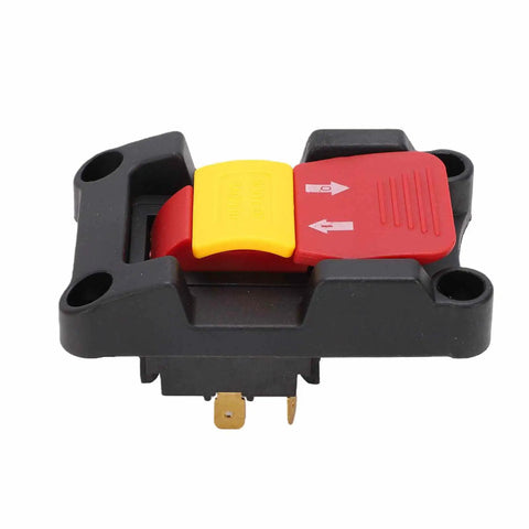 Sweet Upgrade 16A Dual Voltage Emergency Stop Paddle Switch For Table Saw Drill Press Plug And Play Setup With No Hassle Operation And Smooth Shop Safety For Woodworking Gear with a red and yellow paddle.