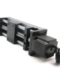 Dual Optical Axis Ballscrew SFU1605 100mm Travel With NEMA23 Stepper Motor in black, ideal for CNC routers, 3D printers.