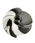 Premium Four Blade Steel Motorboat Propeller designed for big and small shaft rigs on 130 155 170 engines, steel material, top view.