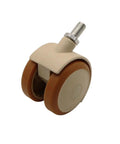 Grab These Top Shelf Smooth Rolling 4 Piece Rubber Threaded Casters For Squeaky Utility Carts, M6 M8 Swivel Stem Replacement Parts With Reliable Locking Brake, Heavy Duty Twin Wheels For Home Diy Projects - single caster with brown rubber wheels and threaded stem