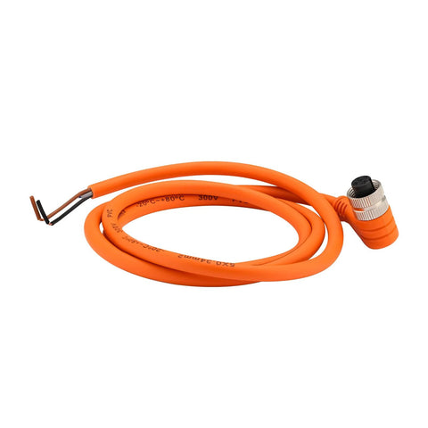 MEASUREMAN remote pressure gauge cable, orange jacket with circular metal connector and exposed stripped wires