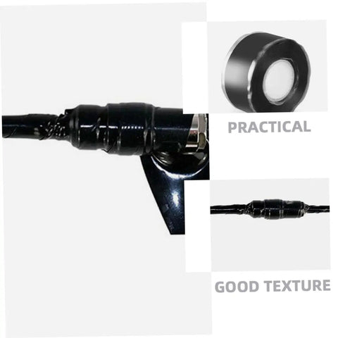 Self Fusing Silicone Tape For Fast Pipe Repair And Electrical Wire Insulation High Temperature Resistant Durable Self Adhesive Leak Fix Tape For Home Plumbing And DIY Projects, black roll shown wrapped around pipe for repair.