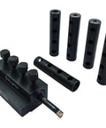 Boring Bar Holder With Interchangeable Sleeves for CNC and Lathe Machines, black metal, includes multiple sleeve sizes, 16x16mm