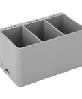Three Port Drone Battery Charging Hub With Digital Display showing three battery slots, grey color, for Mini 3, Pro, and 4 Pro.