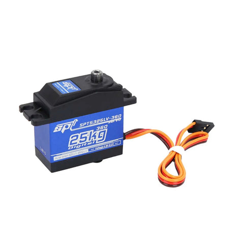 Heavy Duty Digital Servo Motor With 360 Continuous Rotation And Reinforced Metal Gears Dropping 25kg Of Badass Torque For Zero Lag RC Robot Control And Smooth Custom Hobby Builds, 360 degree digital servo with wires.