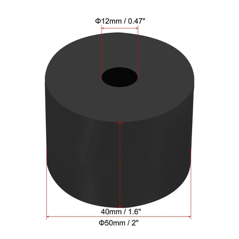 Four Pack Neoprene Anti Vibration Spacers Isolators With 2 Inch Outer Diameter, 0.5 Inch Inner Diameter, 1.6 Inch Thick Rubber Pads