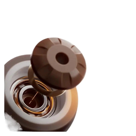 Close-up of 4 Pack Half Inch Rigid Rubber Caster Wheels For Furniture, No Fuss Heavy Duty Silent Fixed Casters, brown detail