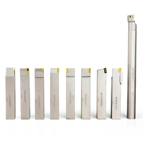 Beefed Up 1 Inch Shank Heavy Duty Indexable Carbide Lathe Tool Holder Set With Boring Bar 9 Pieces CNC Nickel Plated Insert Holders
