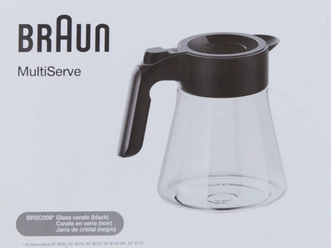 MultiServe 10 Cup Replacement Carafe For Coffee Makers Black With A Narrow Moisture Trapping Design On White Background