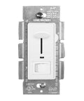 Must Have Dimmer Light Switch With Blue Indicator LED When Load Is Off, 3 Way Or Single Pole Dimmer, white front view of metal frame.