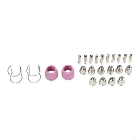 Solid 24 Piece Plasma Cutter Consumables Kit That Totally Slays SG 55 AG 60 Cut 50 And More For Long Lasting Cuts You'll Love components including nozzles and shields.