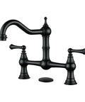 Bridge Kitchen Faucet In Oil Rubbed Bronze, Solid Brass Construction, 8 Inch Centerset, Fits 2 Or 3 Holes, Old School Farmhouse Vibe