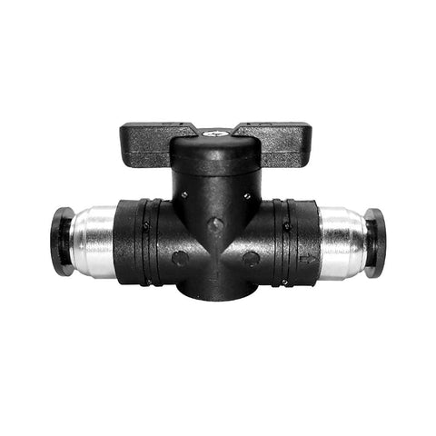 Push To Connect Ball Valve For Pneumatic Systems, 4mm Tube OD, Air Flow Control, Straight Union Adapter, Plastic Quick Install