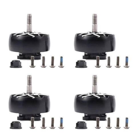1250KV Brushless Drone Motors For 4 To 6S Power Systems 1145W Output 5mm Titanium Shaft Fits 7 To 8 Inch FPV Propellers Lightweight Quad Copter Motors For UAV Racing Drones 4 Pack, showing four motors and screws