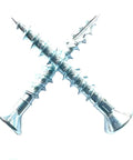 Heavy Duty Flat Head Wood Screws Size Eight X One And One Quarter Inch With Type Seventeen Nibbed Points Zinc Coated Steel cross section view.