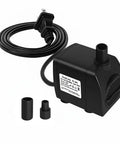 Ultra Quiet Submersible Pump 200GPH 800 L Per H 15W With Overheating Protection, 5.2ft Lift, cord and accessories shown