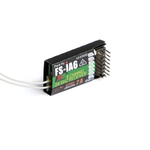 FS-iA6 6-Channel 2.4GHz RC Receiver With Dual Antennas showing side pins