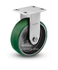 No Nonsense Heavy Duty 8 Inch Polyurethane On Cast Iron Core Rigid Plate Caster smooth rolling industrial wheel with metal bracket.