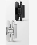 Dead Nuts Strong 3D Adjustable Concealed Door Hinges in silver and black finish for sleek operation and interior door use.