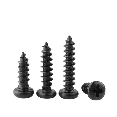 Self Tapping Wood Screw Set Black Mini Cross Head Pan Screws For DIY Quick Fixes On Small Wood Projects And Eyewear Repairs