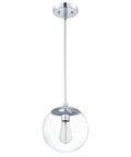 One Light Dimmable Pendant With Clear Seedy Glass Globe In Polished Chrome Dope Modern Kitchen Island Lighting Adjustable Height