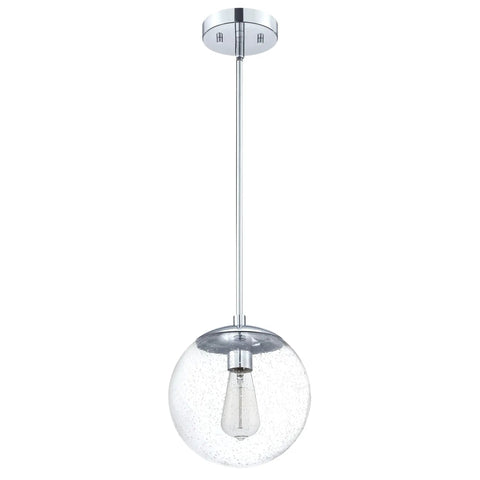 One Light Dimmable Pendant With Clear Seedy Glass Globe In Polished Chrome Dope Modern Kitchen Island Lighting Adjustable Height