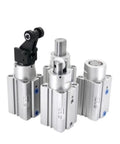 Heavy Duty Roller Type Pneumatic Blocking Cylinder For Industrial Air Cylinder Actuator Setup, showing multiple angles of aluminum air cylinders.
