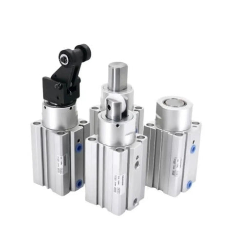 Heavy Duty Roller Type Pneumatic Blocking Cylinder For Industrial Air Cylinder Actuator Setup, showing multiple angles of aluminum air cylinders.