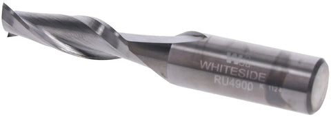 Upcut Solid Carbide Router Bit Standard Spiral Three Eighths Inch Diameter One Half Inch Shank One And One Quarter Inch Cutting Length