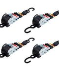 4 Auto Retract Ratchet Straps with Coated S Hooks, 2 Inch by 10 Foot, for Motorcycles ATVs Bikes and Trailers on Pickup Trailers