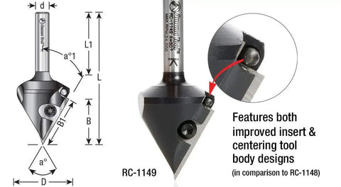 V Groove Router Bit CNC Insert 91 Degree 1-5/16 Inch Diameter 3/4 Inch Shank Miter Fold Blade For Signmaking And Lettering Locking Screw