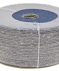 Heavy Duty Resin Fiber Zirconia Sanding Discs Built To Crush Gnarly Rust And Old Paint On Steel Or Wood Angle Grinder Wheels Featuring 7 8 Inch Arbor 25 Piece Pack stacked in a roll.