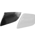 Premium White Rearview Mirror Lower Covers For Tesla Model 3 Left And Right Pair showing the white caps and inner clips for secure fit.