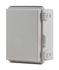 Outdoor Weatherproof Junction Box With Hinged Cover In Lightweight Polycarbonate NHWE M, NEMA 4X Rated Electrical Cabinet For Outdoor Wiring, Plugs, And Cables, Includes Cable Glands, Mounting Plate, UV And Rain Shield.