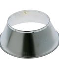 Heavy Duty Steel Fire Sprinkler Escutcheon Skirt With Slick Chrome Finish Built For Exposed Ceiling Heads angled view of chrome steel cover ring
